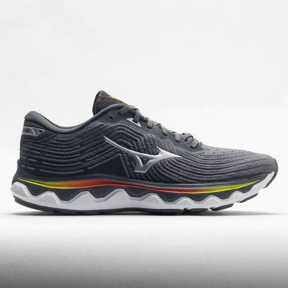 NEW MIZUNO men's wave horizon 6 running shoes in gray/silver